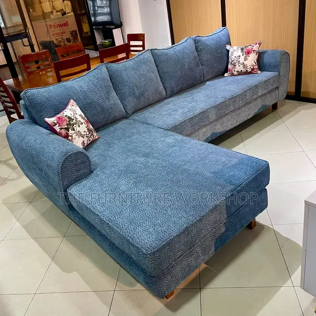 Blue L Sofa Set - Brand New - 1