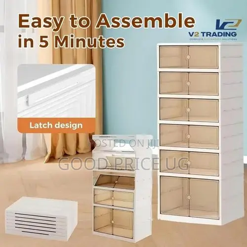6-Tier Stackable & Collapsible Plastic Shoe Cabinet - 1