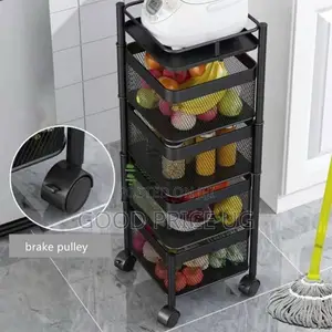 4-Tier Rotating Kitchen Storage Trolley Cart
