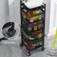 4-Tier Rotating Kitchen Storage Trolley Cart - 1