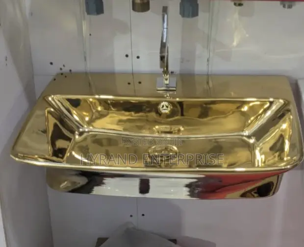 Brand New Golden Ceramic Wash Hand Basin - 1
