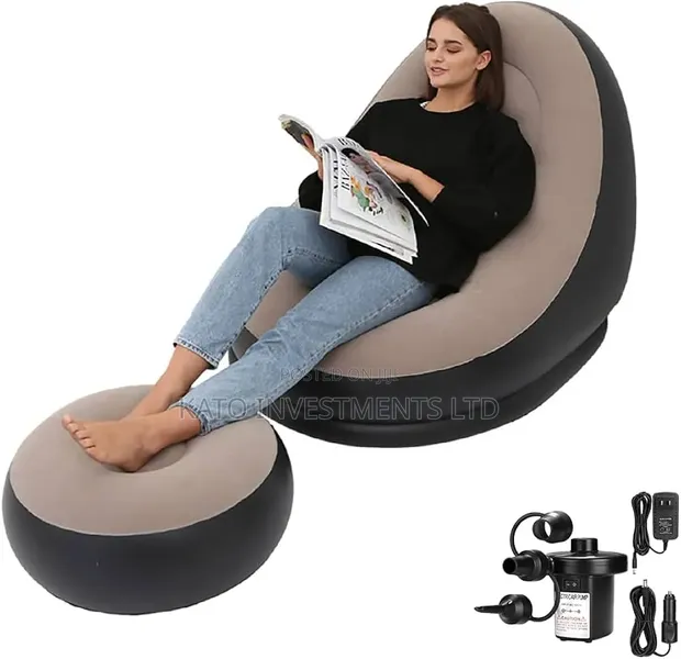 2pc Inflatable Air Sofa/Lounge Chair with Ottoman - Multicolor - 1