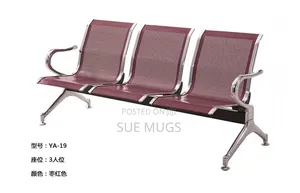 3-Seater Red Maroon Waiting Chair