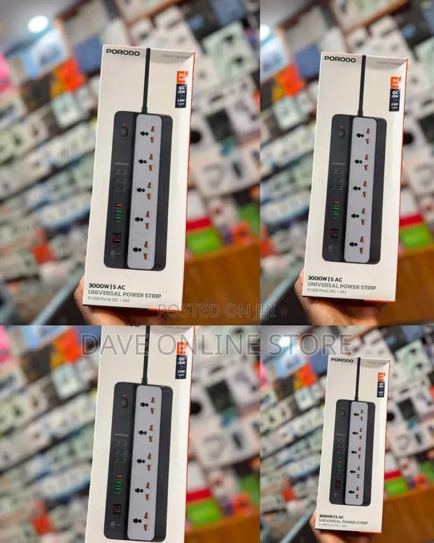 Porodo 3000W 5AC Universal Power Strip - 1