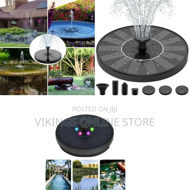 Garden Floating Solar Water Fountain with 5 RGB LED Lights - 1