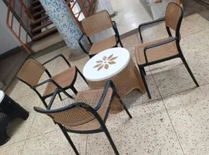 4-Seater Woven-Design Plastic Cafe Set
