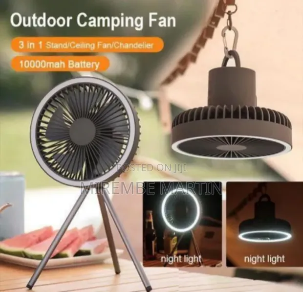 Versatile Portable Tripod Fan with LED Ring Light - 1