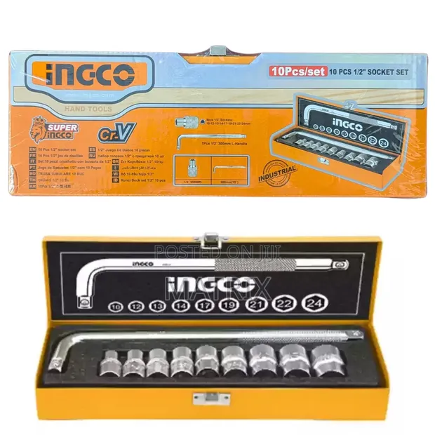 Ingco 10-Piece 1/2-Inch Drive Socket Set - 1