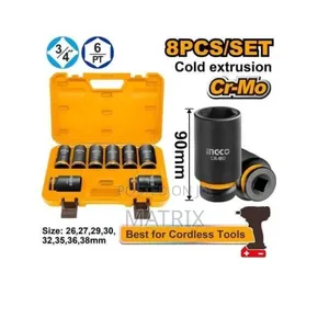 INGCO 8 Pc 3/4" Dr. Deep Impact Socket Set