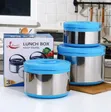 3-Piece Stainless Steel Lunch Box Warmer Set (2.5L, 5L, 8L) - 1