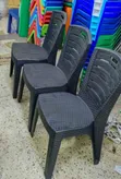 Woven-Texture Plastic Chairs with Slatted Backrest - 1