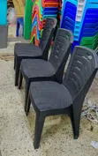 Woven-Texture Plastic Chairs with Slatted Backrest - 2