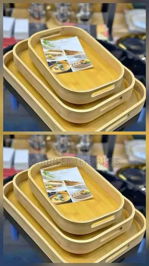 Rectangular Natural Bamboo Nesting Serving Trays (3pc)