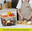 Versatile Stackable Wire Storage Baskets with Wooden Lids - 1