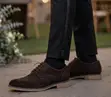 Men's Dark Brown Suede Formal Wingtip Brogue Oxford Shoes - 1