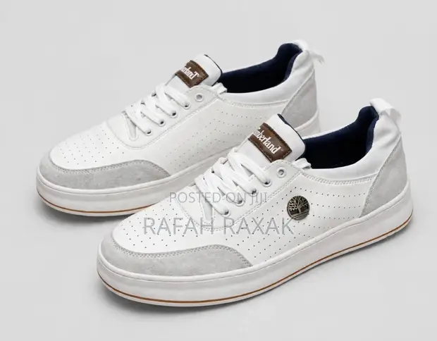 Classic Timberland White Full Grain Leather Sneakers - 1