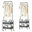 Multi-Functional Mobile Garment Rack with Two-Tier Storage Trolley - 1