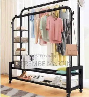 Heavy-Duty Double Rail 5-Tier Garment Rack with Shelves