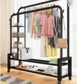 Heavy-Duty Double Rail 5-Tier Garment Rack with Shelves - 1