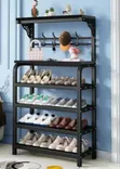 Multi-Tier Entryway Organizer Rack with Shoe Storage & Hanging - 2