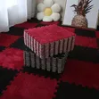 Plush Inter Lock Floor Tiles - Red & Black Checkerboard - 2