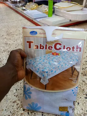 Vinyl Tablecloth - Blue Floral Pattern