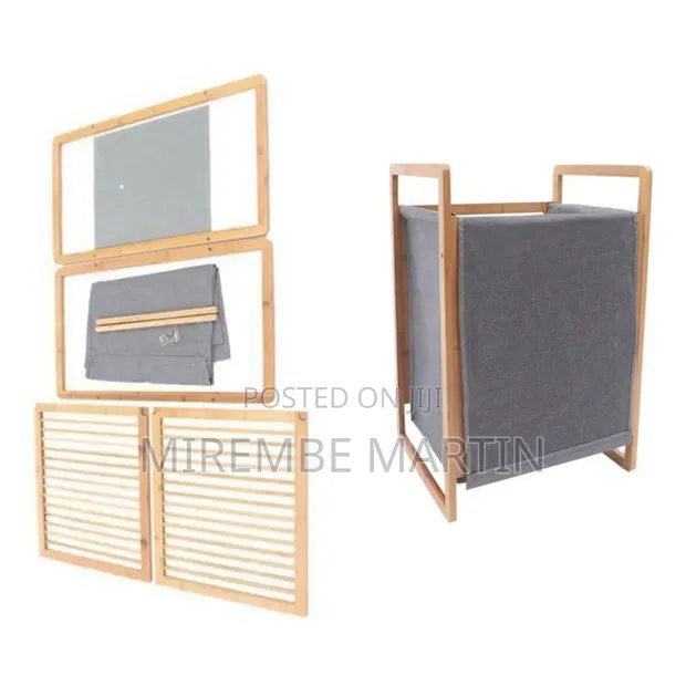 Modern Bamboo Laundry Hamper with Removable Liner - 1