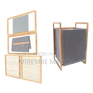 Modern Bamboo Laundry Hamper with Removable Liner