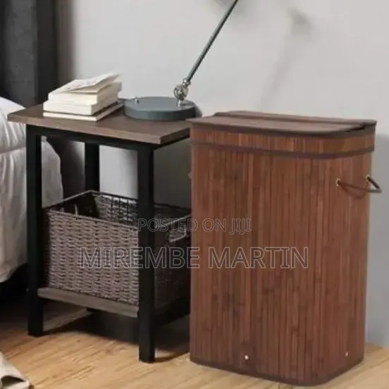 Natural Bamboo Laundry Hamper with Integrated Lid - 1