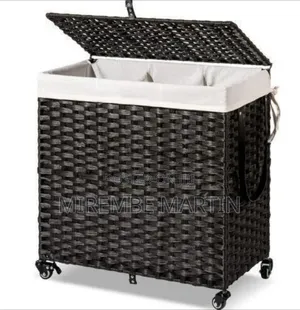 Woven Rolling Laundry Hamper with Removable Liner