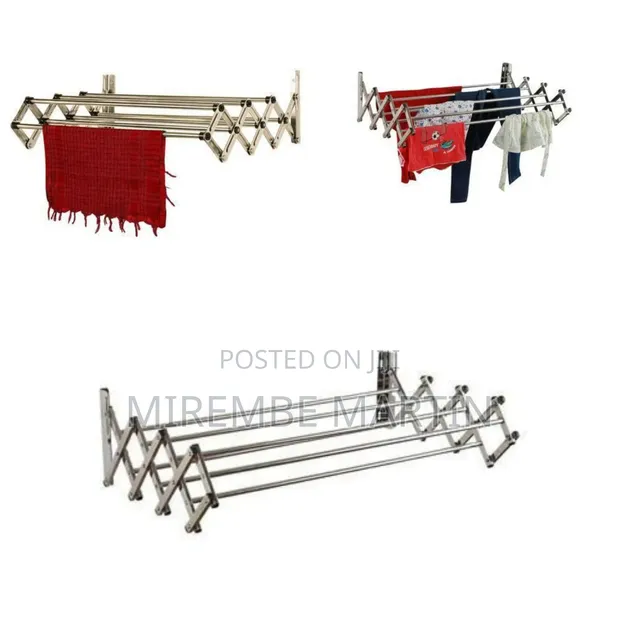 Wall-Mounted Accordion Clothes Drying Rack - Multicolor - 1