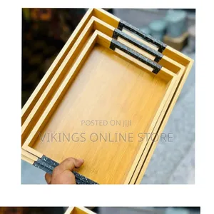 3pc Bamboo Trays Set