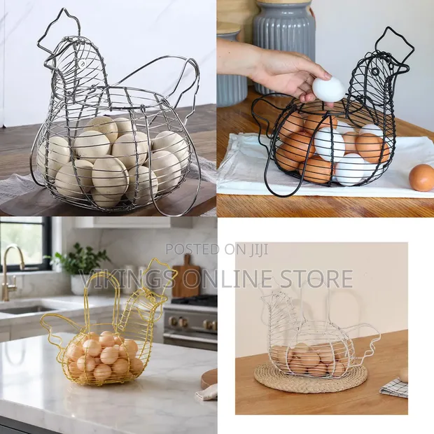 Vintage Egg Storage Baskets (Black, Gold, Silver) - 1