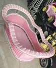 UK Used Pink & White Woven Wicker Baby Bassinet - 3