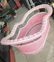 UK Used Pink & White Woven Wicker Baby Bassinet - 4