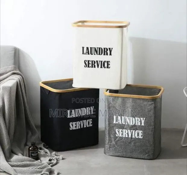 Versatile Collapsible Laundry Hamper with Wooden Rim - 1