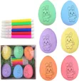 Set of 12 Hand-Painted Plastic Easter Eggs with 6 Colour Pens - 1