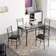 Iron Glass Dining Set - Black - 2