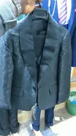 Navy Blue 3-Piece Wedding Suit with Black Shawl Lapel - 2