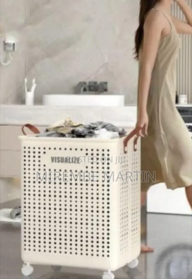 Collapsible Rolling Laundry Hamper / Storage Basket - 1