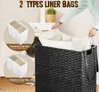 Rolling Wicker Laundry Hamper with Lid and Liner - 2