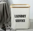 Collapsible Laundry Hamper with Wooden Rim - 2
