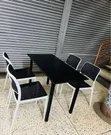 Foldable Table with 4 Armless Chairs - Black - 1