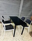 Foldable Table with 4 Armless Chairs - Black - 3