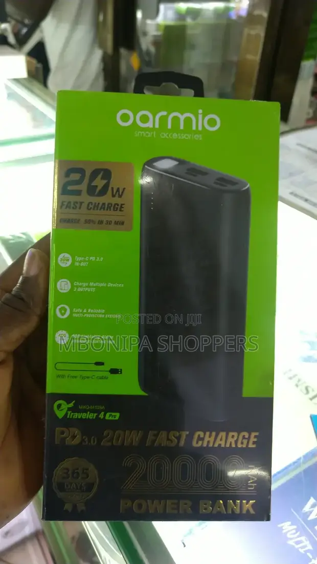 20W Oraimo Power Bank 20000mAh Dual USB Output - Black - 1