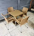 Square Brown Dining Table with 4 Cappuccino Chairs - 1