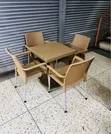 Square Brown Dining Table with 4 Cappuccino Chairs - 2