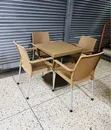 Square Brown Dining Table with 4 Cappuccino Chairs - 3