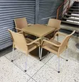 Square Brown Dining Table with 4 Cappuccino Chairs - 4
