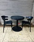 Round Dining Table with 2 Minimalist Curved-Back Chairs - 1